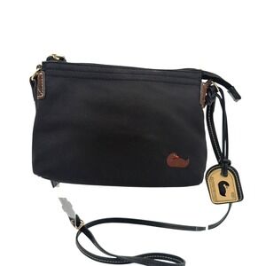 Dooney & Bourke Black Nylon Crossbody Bag Duck Logo Pink Lining